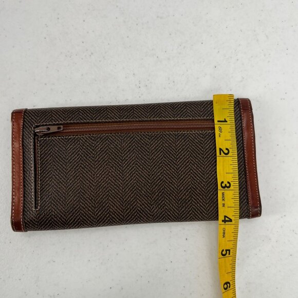 Vtg Christian Dior Herringbone Wallet Clutch Brown Leather Made in Spain - Picture 9 of 14